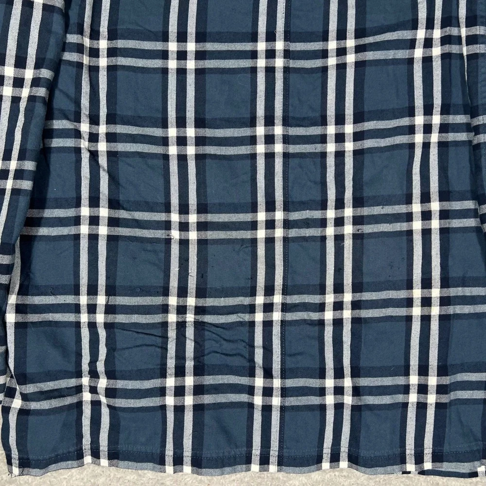 ATG Wrangler Mens 2XL Blue Plaid Flannel Shirt Elbow Patches Outdoor Utility